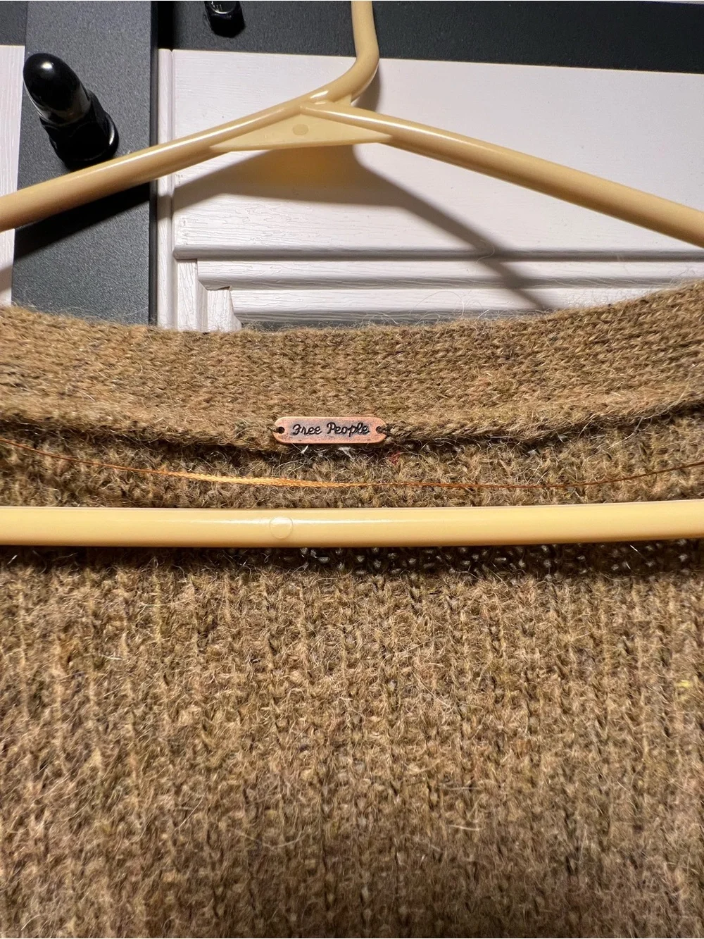 Free People Longline Button Cardigan in Warm Brown